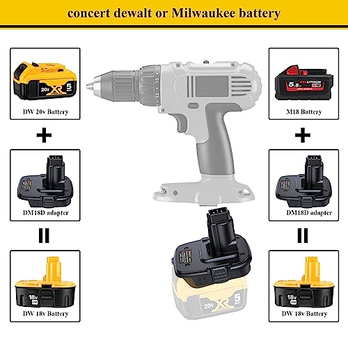 Image of Replace for DEWALT Battery Adapter 20V to 18V, Convert M-18Battery to DW Tools, Compatible with Dewalt 20V & M-18 Batteryfor DW Tools