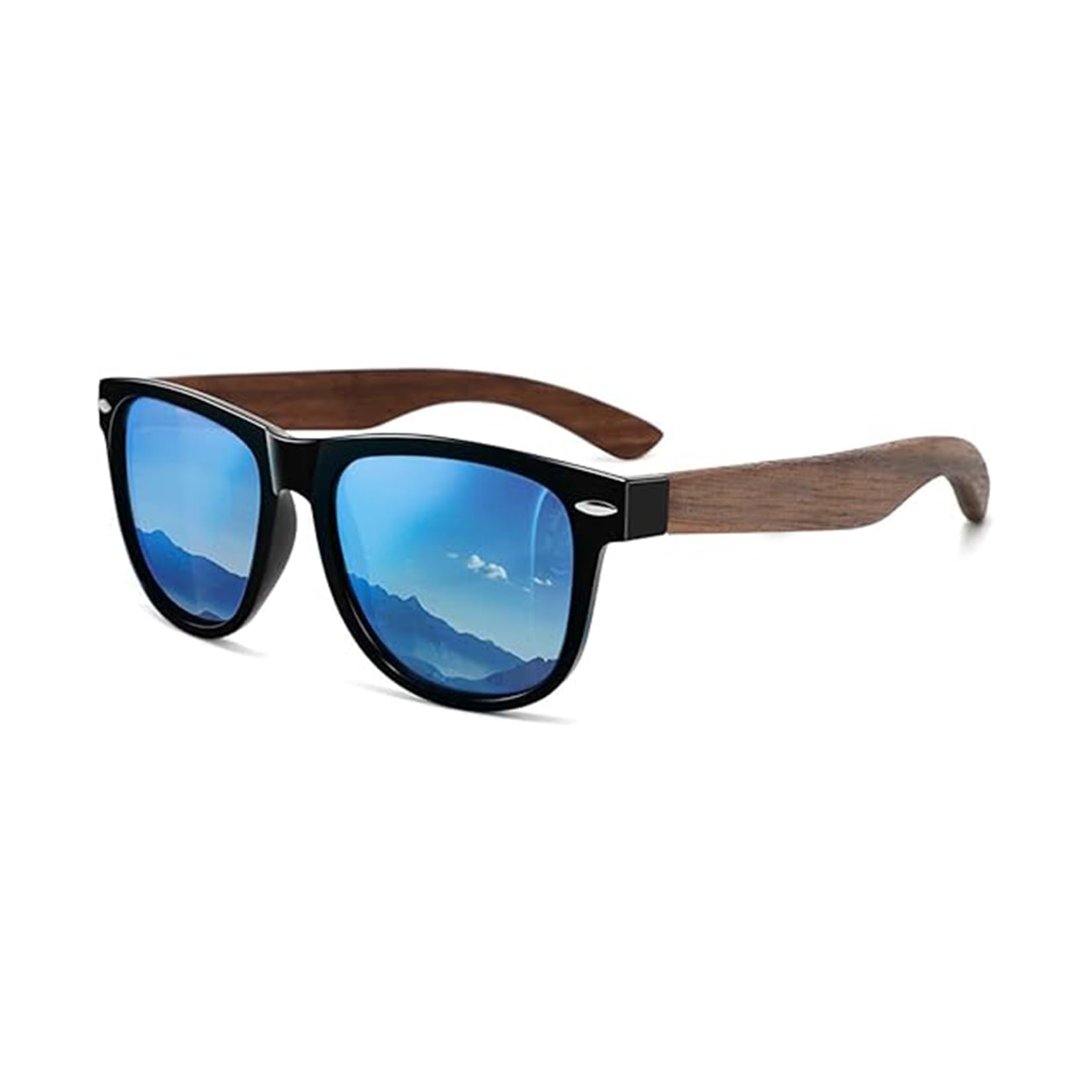 AMEXI Holz Sonnenbrillen Polarisierte Sonnenbrille,Herren Damen Polarisierte Sonnenbrille， UV400 Sonnenbrille/Der Rahmen der Brille ist aus Walnuss Holz