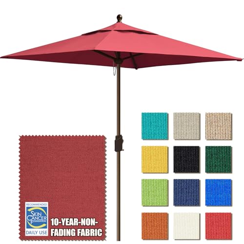 EliteShade USA 10-Year-Non-Fading 6x6Ft Square Market Umbrella Patio Outdoor Table Umbrella with Ventilation, Burgundy