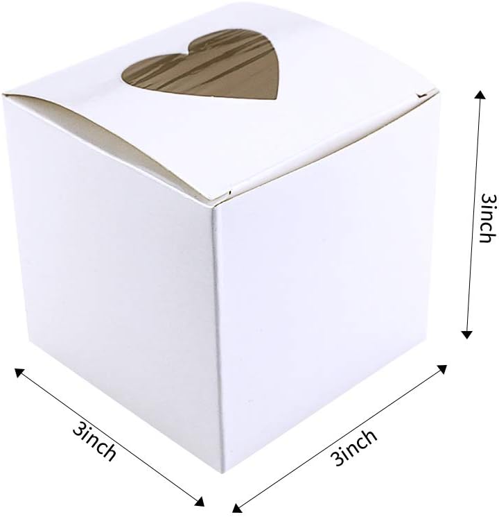 Newbested 50 Pack 3" Mini Individual White Cupcake Box with Heart Shaped Window,Small Single Favor Bakery Candy Paper Box Container for Mini Cake Cupcake Cookie Dessert Pastry Wedding Valentine's Day