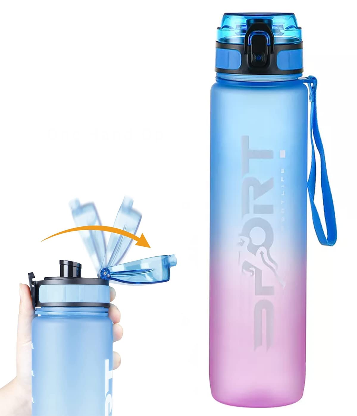 Unbreakable Water Bottle, Leakproof Durable BPA-Free Non-Toxic Water Bottle, Bottle for Office, Sports, School, Gym, Yoga (1000 ML, Plastic, Blue, Pack of 1 Bottle)