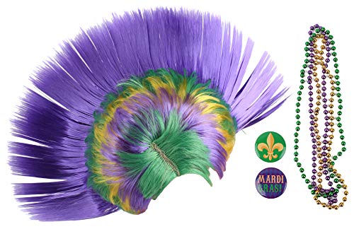 JASMINO Mardi Gras Punk Mohawk Mohican Hairstyle Cockscomb Hair Wig