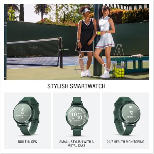 Image of Garmin Lily 2 Active, Small and Stylish Smartwatch, Built-in GPS, Hidden Display, Patterned Lens, Up to 9 Days Battery Life, Jasper Green with Jasper Green Silicone Band | Hidden Patterned-Lens Touchscreen, Up to 9 Days Battery, Garmin Pay, Jasper Green Silicone Band