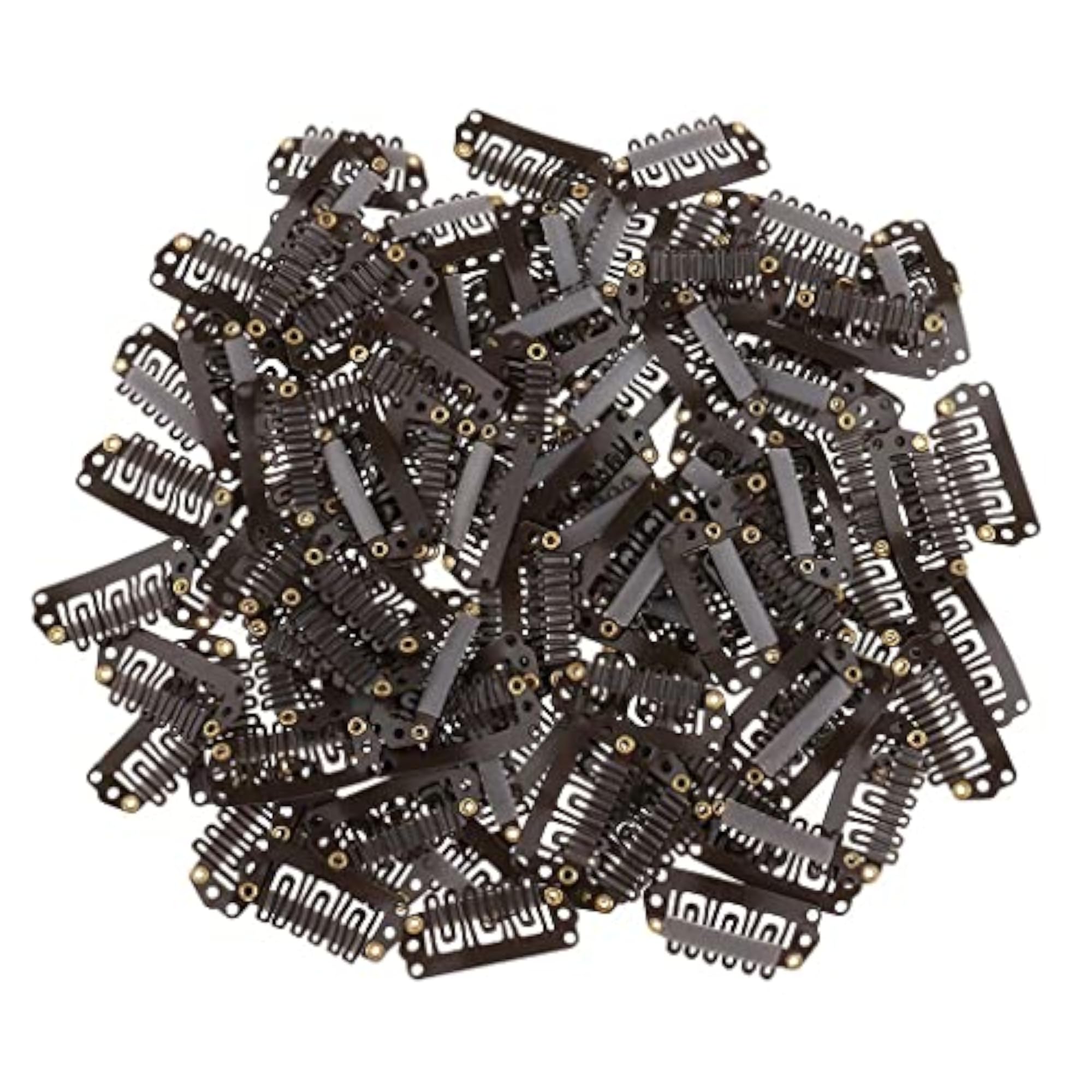 100pcs Metal Snap Clips for Hair Extensions and Wigs, Dark Brown