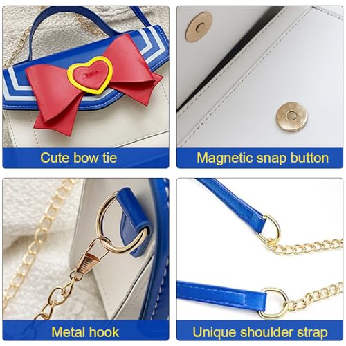 Small Crossbody Bag Bow Handbags Wallet Purse Anime Cosplay Shoulder Bag Messenger Satchel Tote for Women Girls (Blue)3