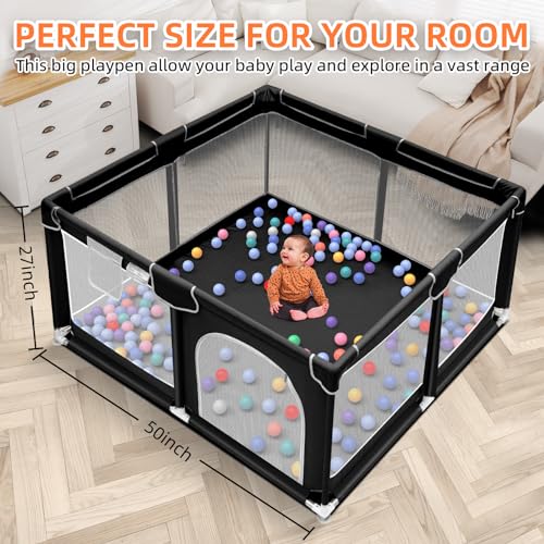 image for Suposeu Baby Playpen, Sturdy and Safety Playard with Soft Breathable M