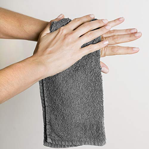 Utopia Towels Cotton Gray Washcloths Set - Pack of 24 - 100% Ring Spun Cotton, Premium Quality Flannel Face Cloths, Highly Absorbent and Soft Feel Fingertip Towels