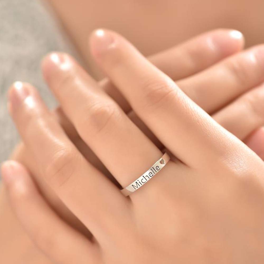 SOULMEET Sterling Silber personalisierte gravierte Namensring benutzerdefinierte ausgeschnittene Herzringe für Frauen Freundin