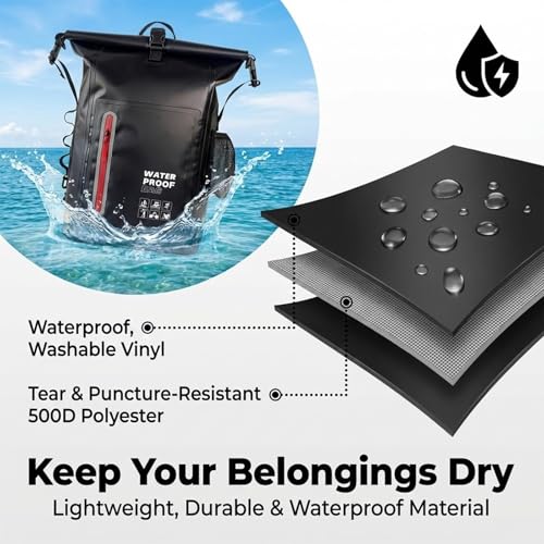Image of Waterproof Dry Bag 25L Backpack for Kayaking Boating Paddle Boarding