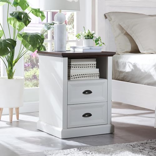 21tallnightstandwithchargingstationfarmhouse18wideendtablewith2storagedrawerswoodrusticsidetablewopenshelfforbedroomlivingroomclosetwhite  Urban Country Home Decor 21 tall nightstand with charging station farmhouse 18 wide end table with 2 storage drawers wood rustic side table wopen shelf for bedroom living room closet white  urban country home decor