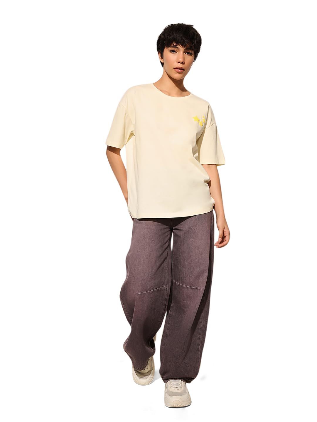 only Women's Solid Regular Fit T-Shirt-picture-15