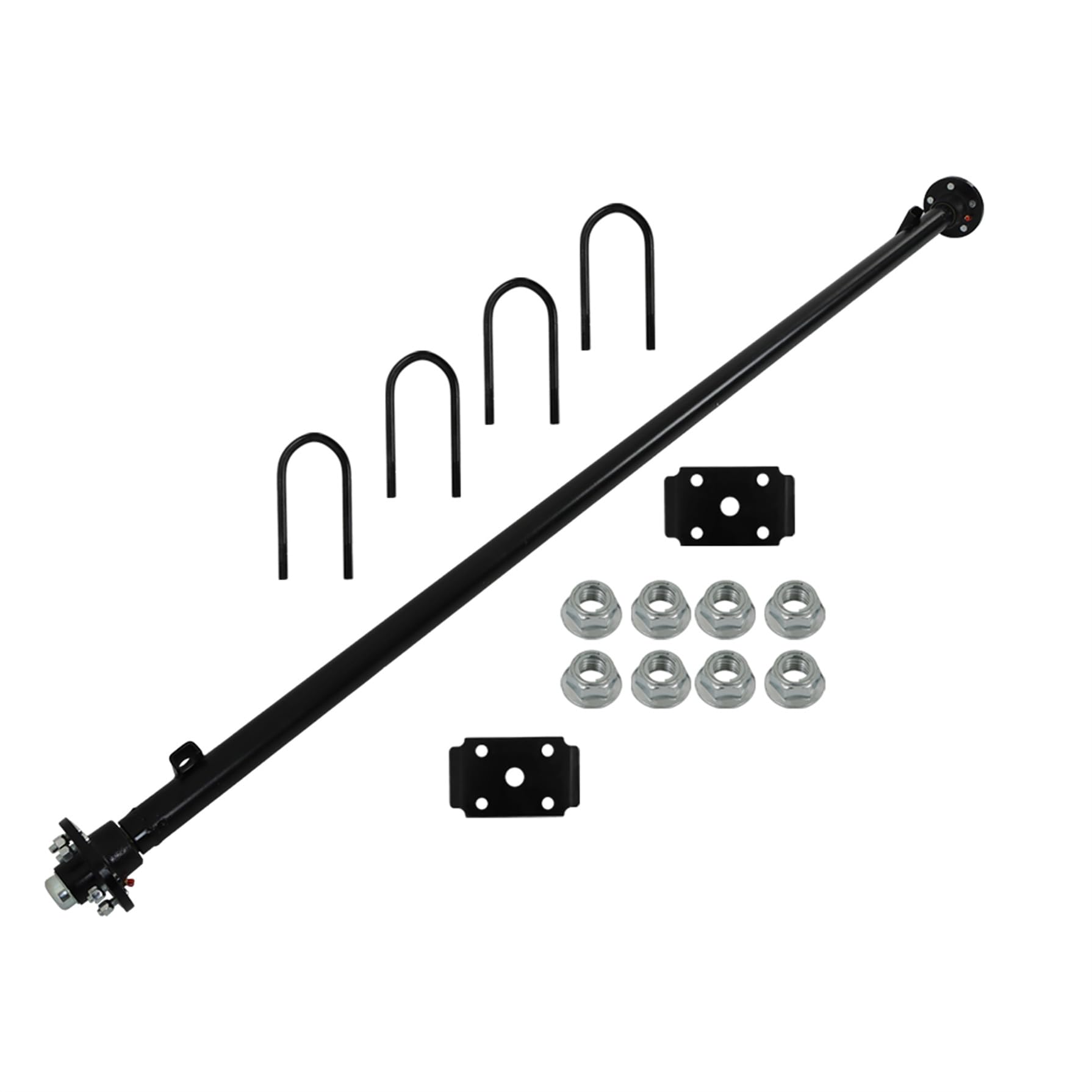 GXYWADY 3500lbs Trailer Axle with 5 Lug-4.5 95 Hub Face 80 Spring Center 82 Wide Frame with U-Bolt Kit
