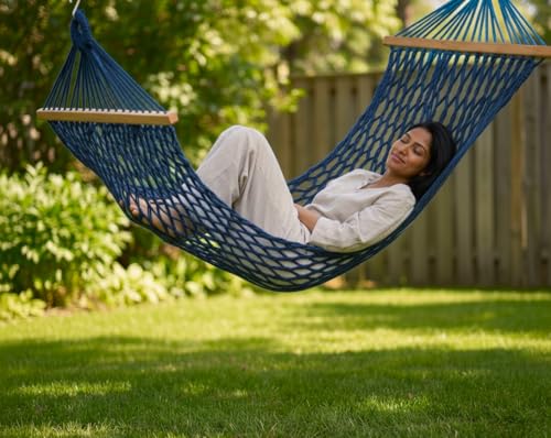 Image of Patiofy Human Size Hammock Swing /Jhula for Balcony /Swing for Balcony for Adult /Jhoola for Home /Hammock /Suitable for Indoor & Outdoor / 120Kgs Weight Bearing Capacity (Blue)