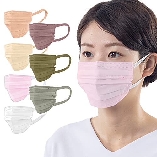 マスク 不織布 プリーツマスク 7枚入 小さめ 不織布マスク 小顔 美フィットマスク 血色マスク チークマスク カラーマスク 個別包装 使い捨て おしゃれ 耳が痛くならない 21PK-BF7SP ピンク