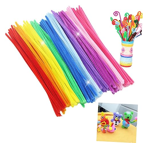 VANZACK Plush Sticks Set 150pcs Chenille Stems in Pink Green DIY Craft Supplies for Boys and Girls Art Projects 0.6 * 30cm