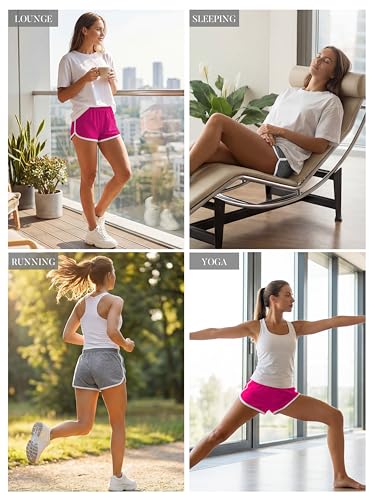 Image of URATOT 2 Pack Yoga Short Pants Summer Running Athletic Shorts Women Dance Gym Workout Elastic Waist Shorts