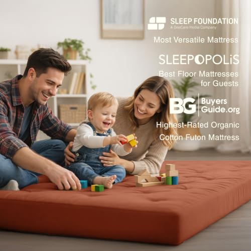 Image of ZonLi Japanese Floor Futon Mattress Full Size 75 inchx 54 inch, 100% Cotton Cover 6'' Thicken Tatami Mattress, Foldable Sleeping Pad, Portable Dormitory Tatami Mat, Roll Up Floor Lounger Bed for Adult