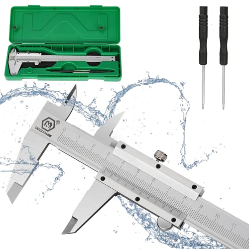 nutmanel Calibrador Vernier Caliper 150mm 6' Pie de Rey Acero Inoxidable Calibre Calibrador Vernier Precisión Herramienta de medición Micrómetro con Dos Destornilladores
