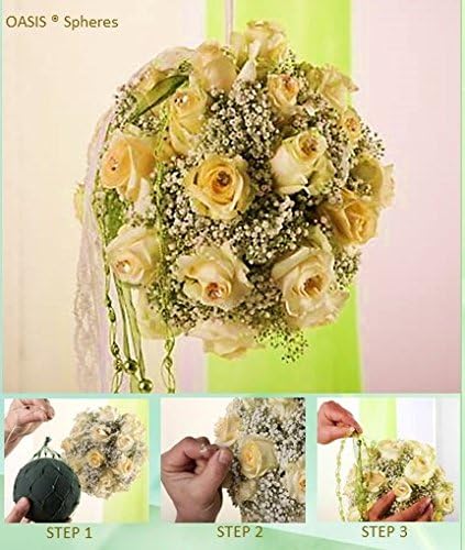 Image of OASIS Pack of 6 Floral Foam Spheres | Green Round Foam Spheres Balls for Fresh & Artificial Flowers | Wet & Dry Use | Ideal for Wedding, Party & Home Floral Arrangements - Netted (75mm)
