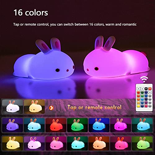 Veilleuse lapin rechargeable USB YOTOZU avec télécommande 16 couleurs pour bébé