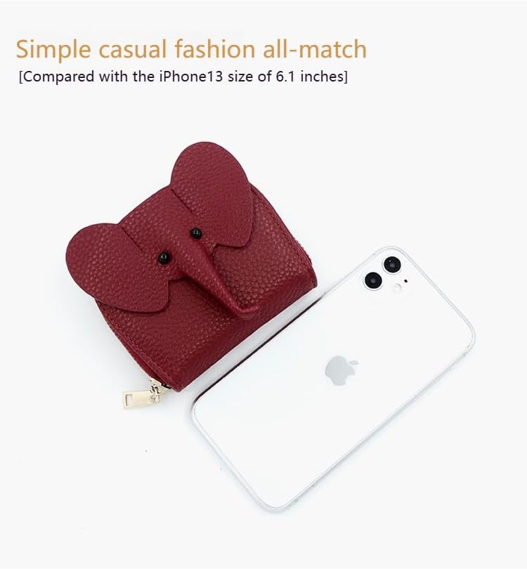 Wallet Card Holder, RFID Blocking Purse,Cute Elephant Small Minimalist Leather Credit for Women, Girls, Ladies (Brown) - Image 8