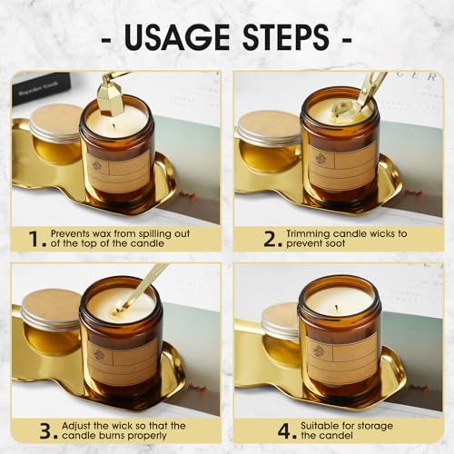 PATOISE 4 in 1 Candle Accessory Set, Wick Trimmer, Candle Snuffer, Wick Scoop,Storage Tray,Perfect for Candle Lovers(Gold) - Thumbnail 7