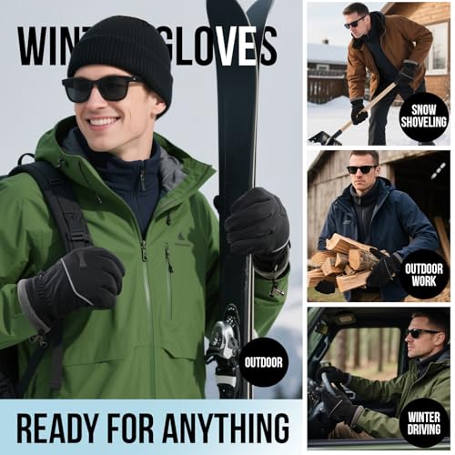 Image of GOUNOD Winter Gloves for Women Men, Thermal Insulated Waterproof Windproof Cold Weather Gloves, Touch Screen Compatible, Non-Slip Grip for Running, Driving, Cycling, Hiking