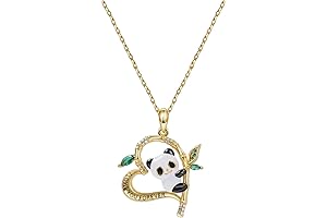 Zircon Crystal Heart Shape Panda Pendant Necklace
