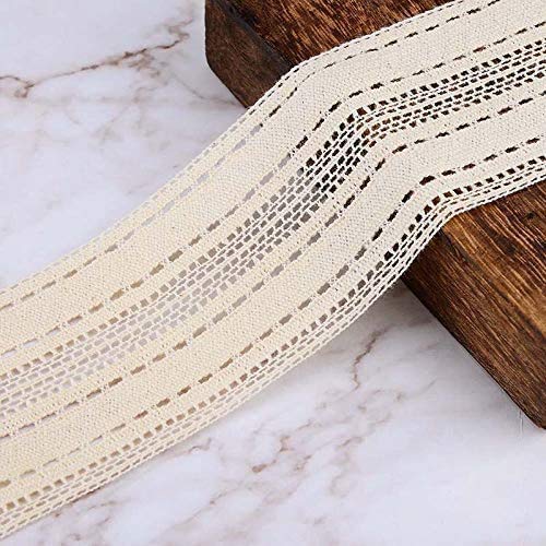 VU100 2-1/2 Inches Crochet Lace Ribbon Trim Cotton, Vintage Sewing Lace Fabric Trim,for Gift Wrapping DIY Craft Wedding Decor Lace(6 Yards,Beige)