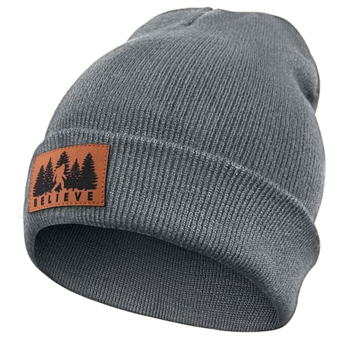 Image of Bigfoot Beanie for Men - Sasquatch Hat Winter Knit Cuffed Beanie for Women - Bigfoot Gifts for Christmas & New Year