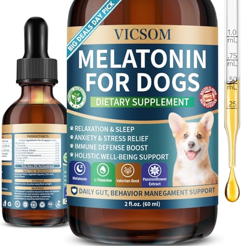 Liquid Melatonin for Dogs, Dog Melatonin with L-Theanine for Small