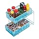 Mind Reader CABASK2T-BLU Accessory, Supply Storage, Makeup Zubehör-Organizer, Metall, Blaues 2-stöckiges Netz