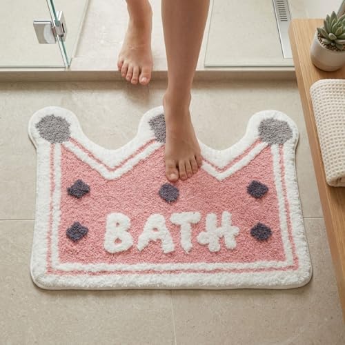 Image of Dream Weaverz 2000 GSM Super Soft Microfiber Bath Mat 40x60 cm | Ultra Absorbent Anti-Skid Quick Dry Bathroom Rug | Floor Mat for Bathroom, Bedroom, Kitchen, Home | Cute Design Bathmat