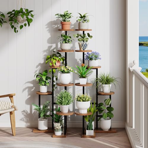 HOOBRO 7-stufiger Pflanzenständer, 120 cm hoch, Blumenständer für Innenräume, rundes Pflanzenregal, Blumenhocker… – Ansicht 2