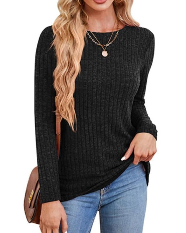Jerséis para Mujer Sudaderas Tops de Manga Larga Cuello Redondo Suéter Ligero Camisetas de Manga Larga Informal Suaves Túnicas Pullover para Otoño Invierno