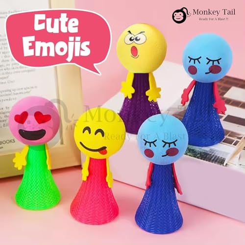 Image of MONKEYTAIL Cheeky Emojis Jump Toys As Birthday Return Gifts For Kids I Set Of 15,Multicolor