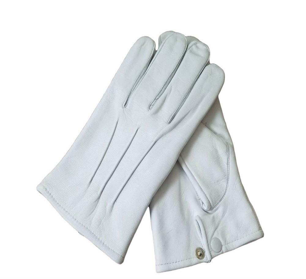 Men's Dress Leather Gloves (X-Large, White)