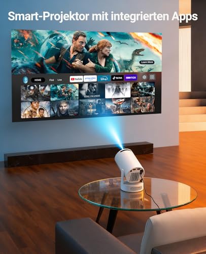 Image of Mini Projector, 4K Support HY300 Ultra Projector with Wifi6 and Bluetooth, 5w Soundbase Speaker, Auto Vertical Keystone 210Rotatable Portable Proyector for Home Bedroom Outdoor