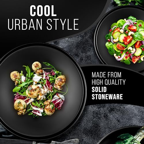 Matte-Black-Dinnerware-Set-Ultra-Chic-Black-Stoneware-Dinnerware-Sets-for-4-16-pcs-Matte-Black-Plate-Set-Dishwasher-and-Microwave-Safe-Black-Plates-Ceramic-and-Bowls-Black-Dishware