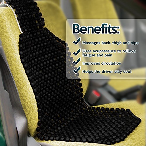 Zone Tech Wood Beaded Seat Cushion - Quality Black Premium Quality Car Massaging Double Strung Wood Beaded Seat Cushion For Stress Free All Day! #TOP6