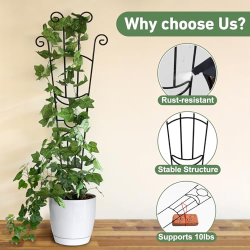 Image of 32.6in Plant Trellis for Climbing Plants Indoor, Expandable Large Metal Trellis for Potted Plants, Heavy-Duty Tall Pothos Plant Climber Support for Ivy Pothos Hoya Monstera, 4P