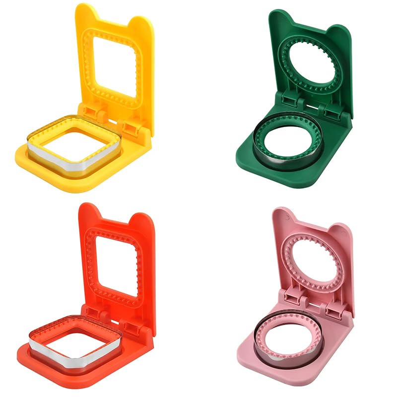 Generic Sandwich Mold Cutting and Sealing Machine, Breakfast Sandwich Maker Round Sandwich Marinated Toast Bread Mold Square Press Mold Cutter Baking Round/Square (Pink)