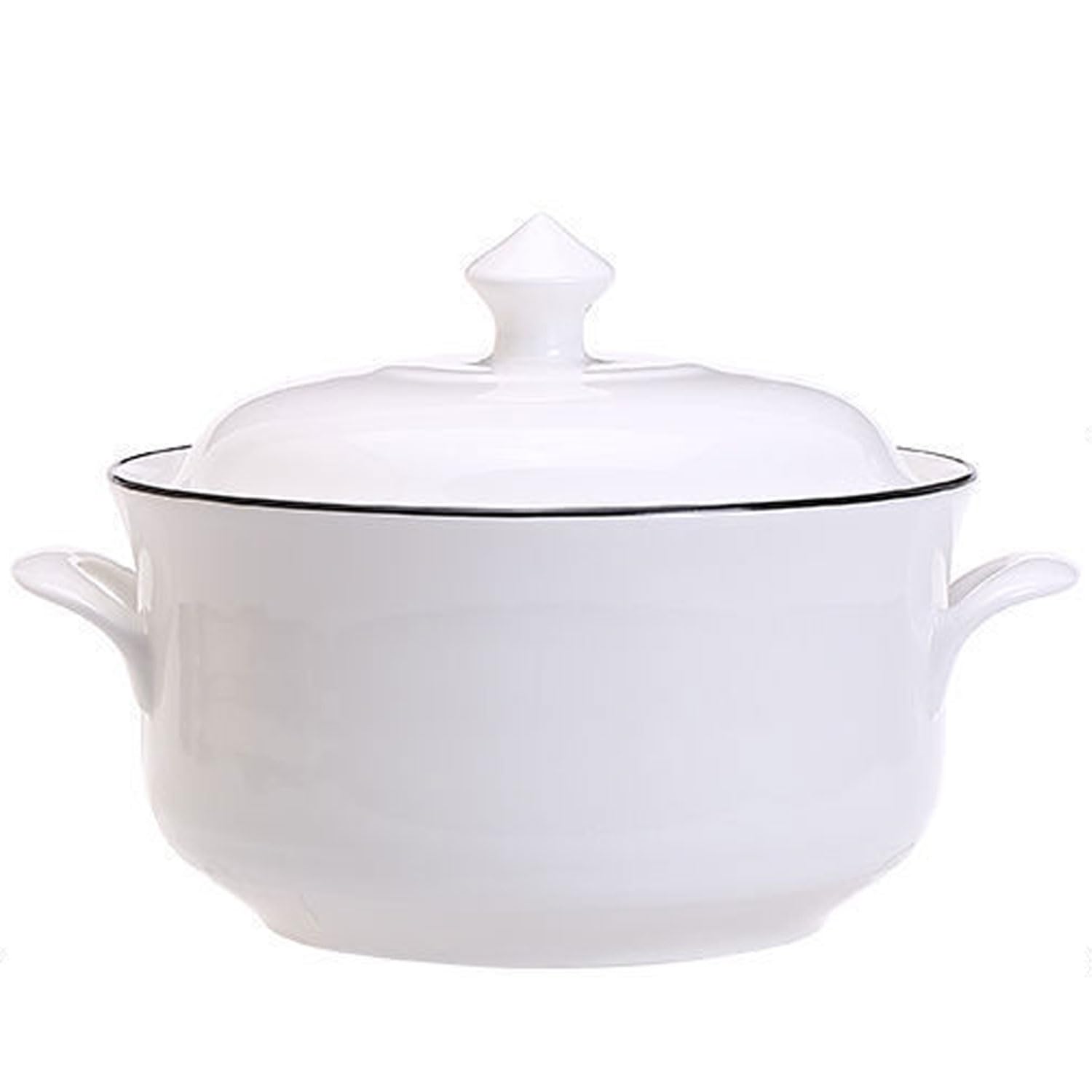 Sopa de Porcelana sopera con Tapa con Asas 1800 ml Juego de cerámica Blanca Francesa para Hornear,1900ml