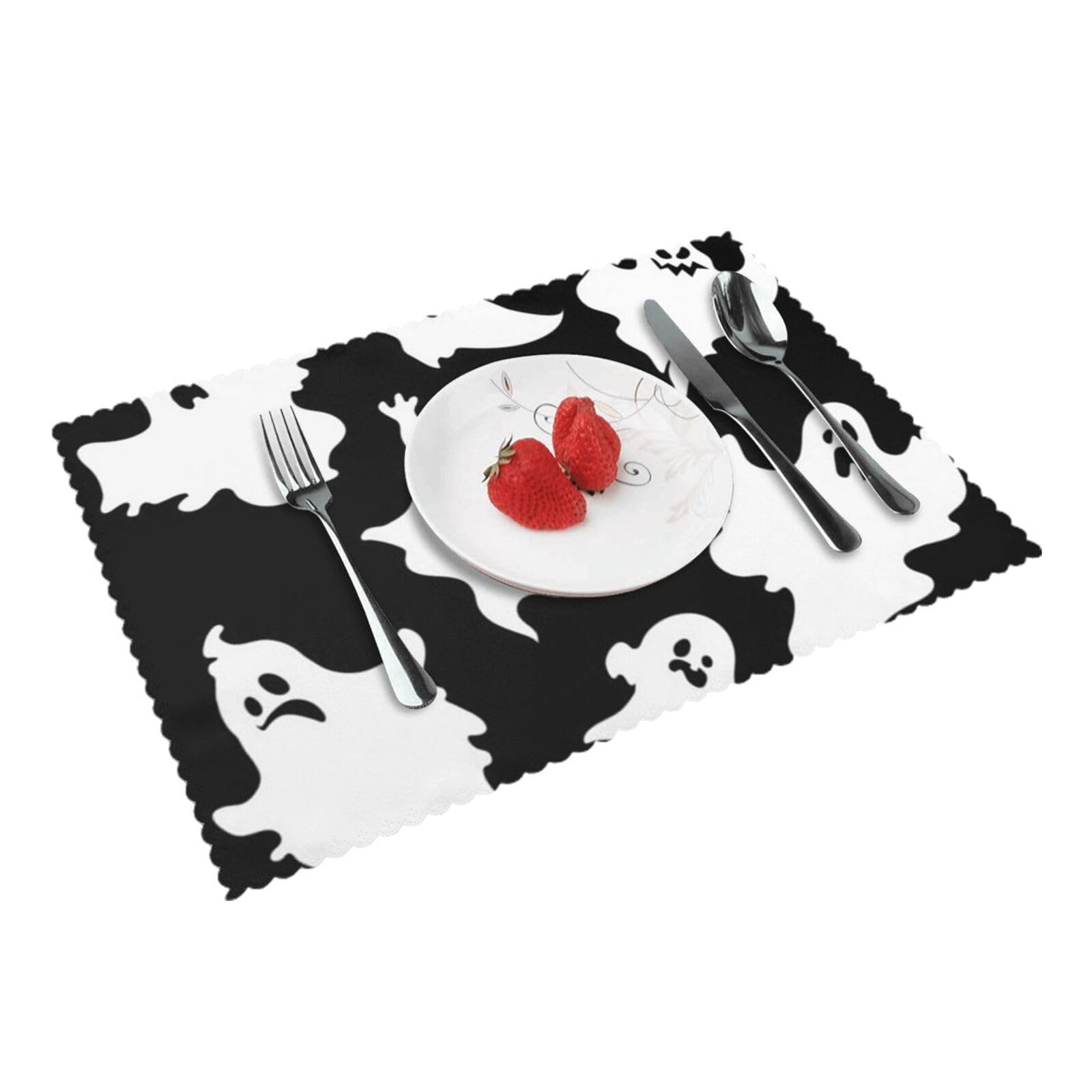Bnvsadc Halloween Goth 4 Pcs Heat Resistant Placemat 45X30 Cm, Printed Non-Slip Place Mats For Kitchen Dining Table Indoor Outdoor