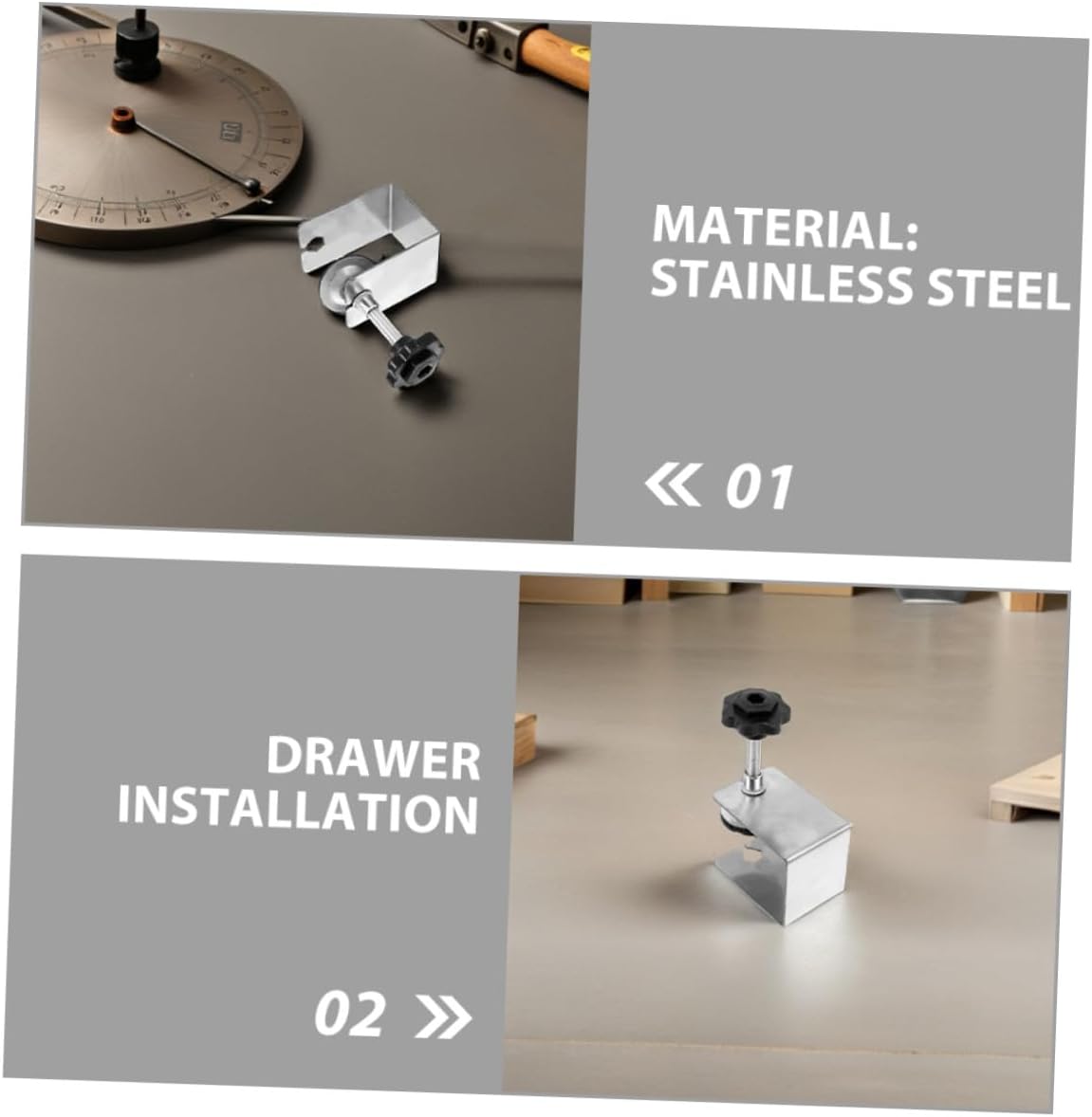 Homoyoyo 6pcs Stainless Steel Drawer Fixing Clamps C-clamp for Woodworking Cabinet Front Panel Installation Heavy Duty Cabinet Mounting Clips for Precise Drawer Assembly