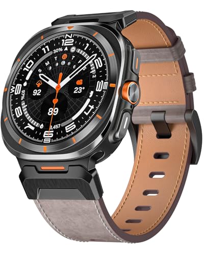 Bracelet en cuir Samsung Galaxy Watch Ultra 47mm chic avec boucle robuste en acier