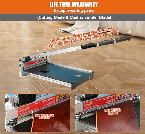 Image of CUTTEREX Heavy Duty 13 inch Professional Vinyl Floor Cutter, Multi-layer Flooring, Parquet, Fiber Cement Wall Panels, Rubber Concave Base, LVT, VCT, SPC, PVC, LVP, WPC, Vinyl Plank