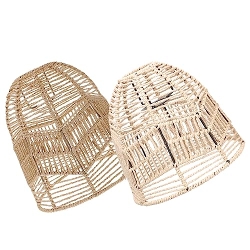 Abat-jour cylindrique tissé corde suspension luminaire rotin papier x2