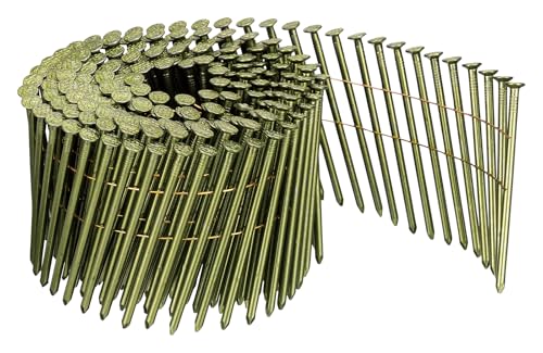 HiKOKI N75 VS3475J Tornillos de Conexión, Longitud Total 3.0 pulgadas (75 mm) x Diámetro del Eje 0.13 pulgadas (3.4 mm), Rollo, para Tornillos de Conexión, Pistolas de Clavos, para Madera, 200 x 10 Rollos, Verde Amarillento miniatura 1