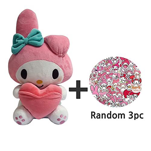 Hello Kitty Friends My Melody Heart 10"(25 Cm) Plush Doll With Cute 3 Pc Of My Melody Stickers (Random) #TOP1